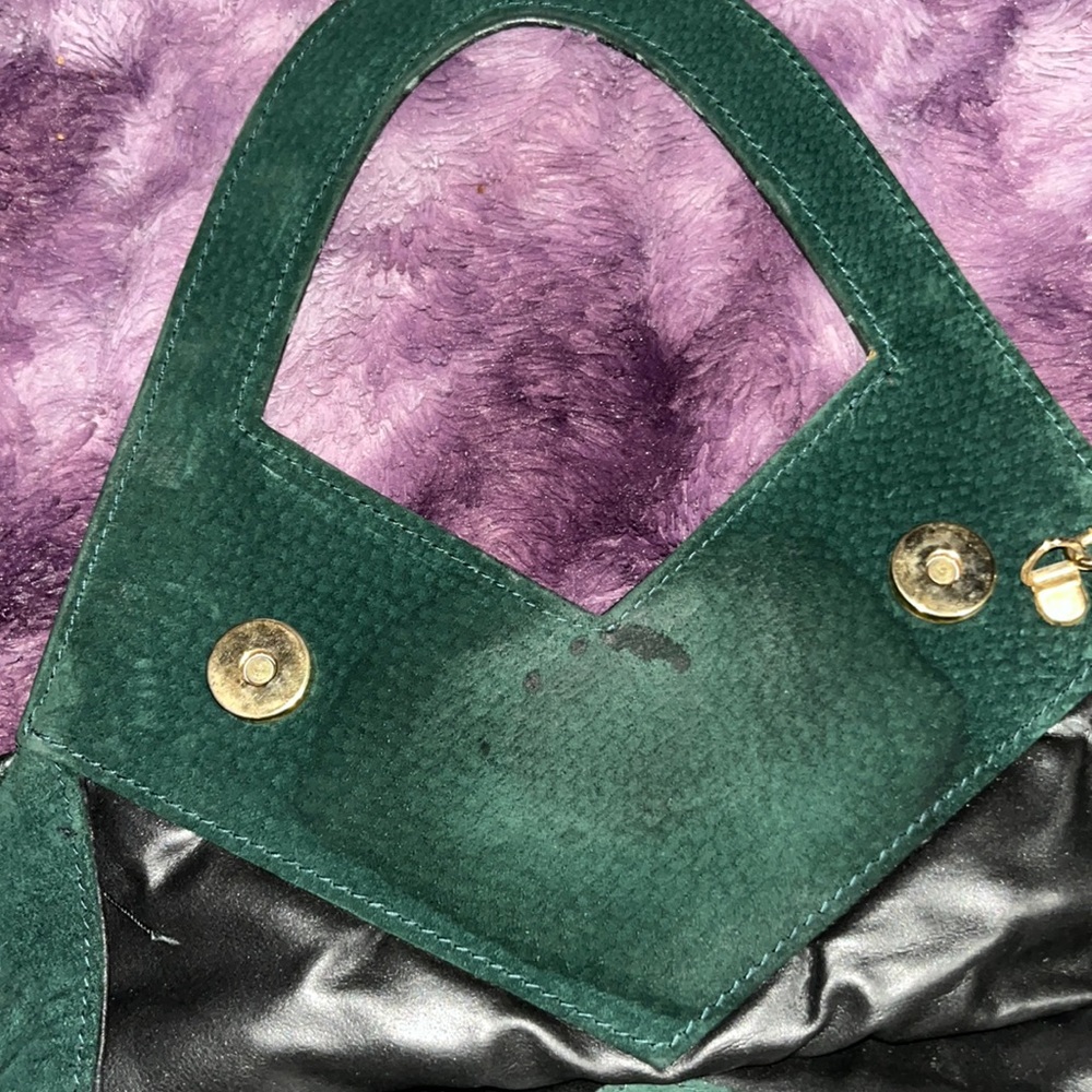 VINTAGE BRACCIALINI Luxury Suede Green Ornate Crossbody or Handbag $999 RARE HTF - Picture 5 of 5